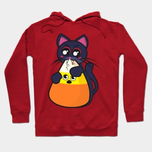 Cute vampire cat eating a candy corn Hoodie